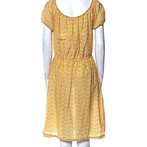 Lightweight PINK CHICKEN NEW YORK Off The Shoulder Cotton Chevron Dress Size L - Picture 2 of 5